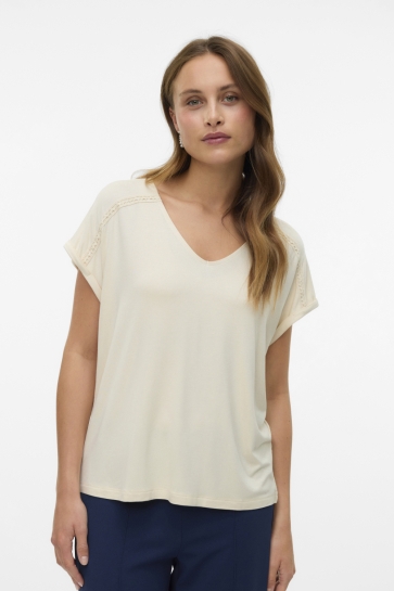 Vero Moda VMVANESSA SS V-NECK TOP JRS GA 10329351 Birch