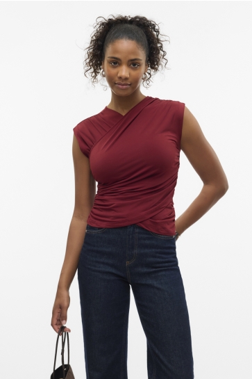 Vero Moda Top VMDAISY SL V-NECK TOP JRS 10329334 Syrah