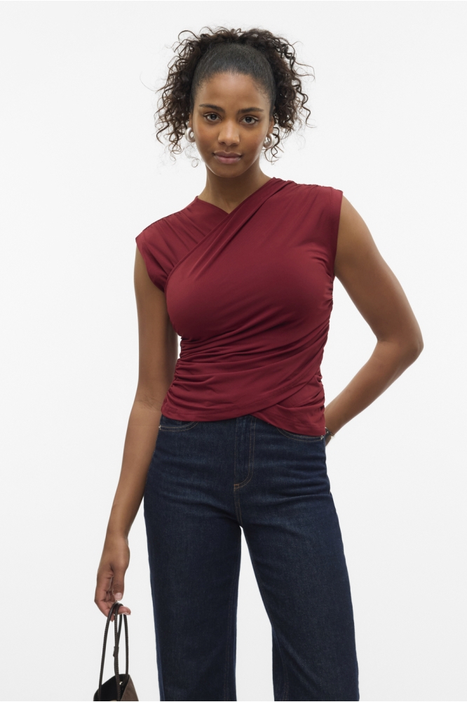 Vero Moda bordeaux dames top | Model vooraanzicht