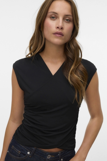 Vero Moda VMDAISY SL V-NECK TOP JRS 10329334 Black