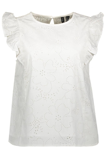 Vero Moda Top VMDORA SL FLOUNCE TOP WVN 10329376 SNOW WHITE