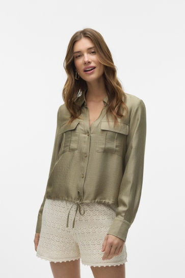 Vero Moda Blouse VMTOMA LS TIE SHIRT WVN 10329452 MERMAID