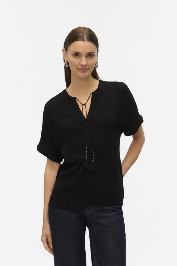Vero Moda T-shirt VMBENTE SS WIDE TOP WVN GA 10329387 BLACK
