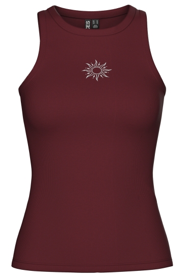 Pieces Top PCMAY EMBROIDERY BOXER TANK TOP JRS 17159759 Tawny Port/White Embroidery