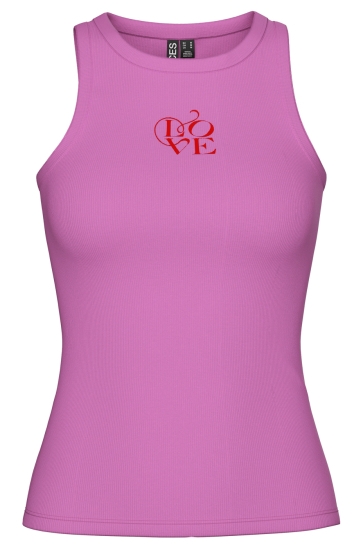 Pieces Top PCMAY EMBROIDERY BOXER TANK TOP JRS 17159759 Cyclamen/Red Embroidery
