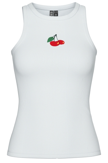 Pieces Top PCMAY EMBROIDERY BOXER TANK TOP JRS 17159759 Bright White/Summer Embroidery