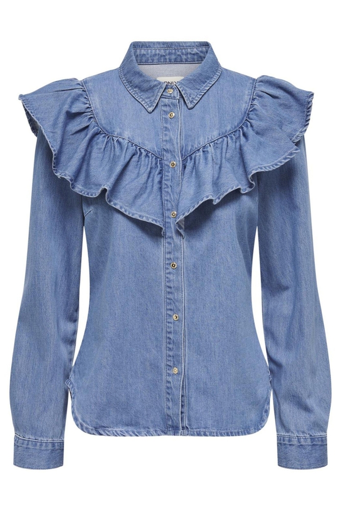 Only blauwe dames blouse | Vooraanzicht