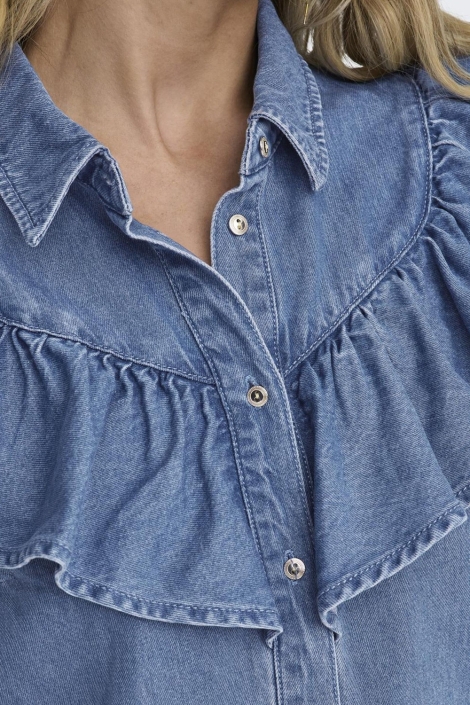 Only onlindigo ls frill dnm shirt qyt no