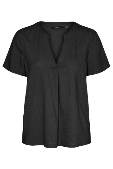 Vero Moda T-shirt VMMYMILO SS V-NECK TOP WVN GA 10303660 BLACK