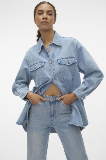Vero Moda Blouse VMNAYA OVERSIZED DENIM SHIRT MIX NO 10306835 LIGHT BLUE DENIM