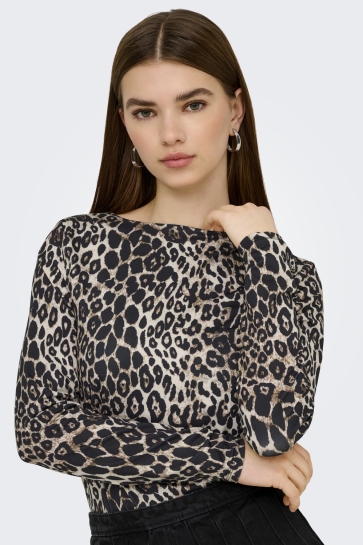 Only ONLLONE AOP L/S TWO WAY TOP JRS 15354789 CLOUD DANCER/LEO AOP