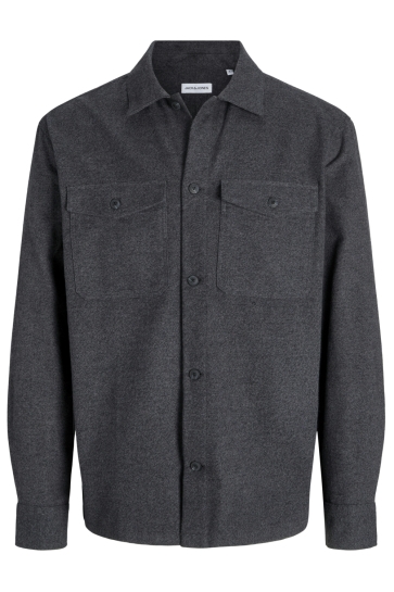 Jack & Jones Overhemd JJEPERFECT MELANGE OVERSHIRT LS SN 12278822 DARK GREY MELANGE