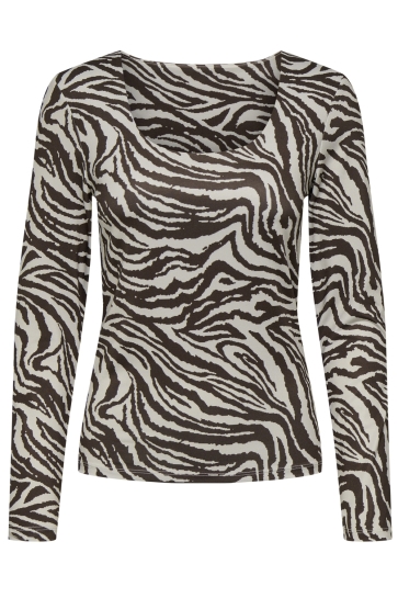 Only T-shirt ONLLONE AOP L/S TWO WAY TOP JRS 15354789 DEMITASSE/ZEBRA