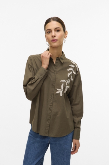 Vero Moda Blouse VMFERN L/S SHIRT WVN BTQ GA 10333342 Grape Leaf/Birch emb
