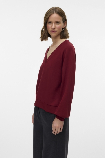 Vero Moda Trui VMHALI LS V-NECK TOP JRS GA BOO 10331751 SYRAH