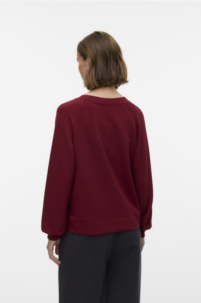 Vero Moda bordeaux dames sweater | Model achteraanzicht