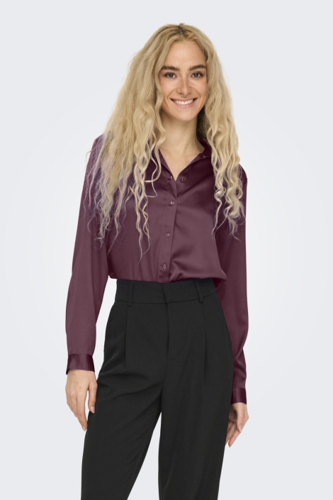 Jacqueline de Yong bordeaux dames blouse | Model vooraanzicht