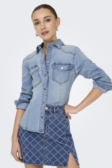 Jacqueline de Yong Blouse JDYMOON L/S SHIRT DNM DIA 15353407 MEDIUM BLUE DENIM