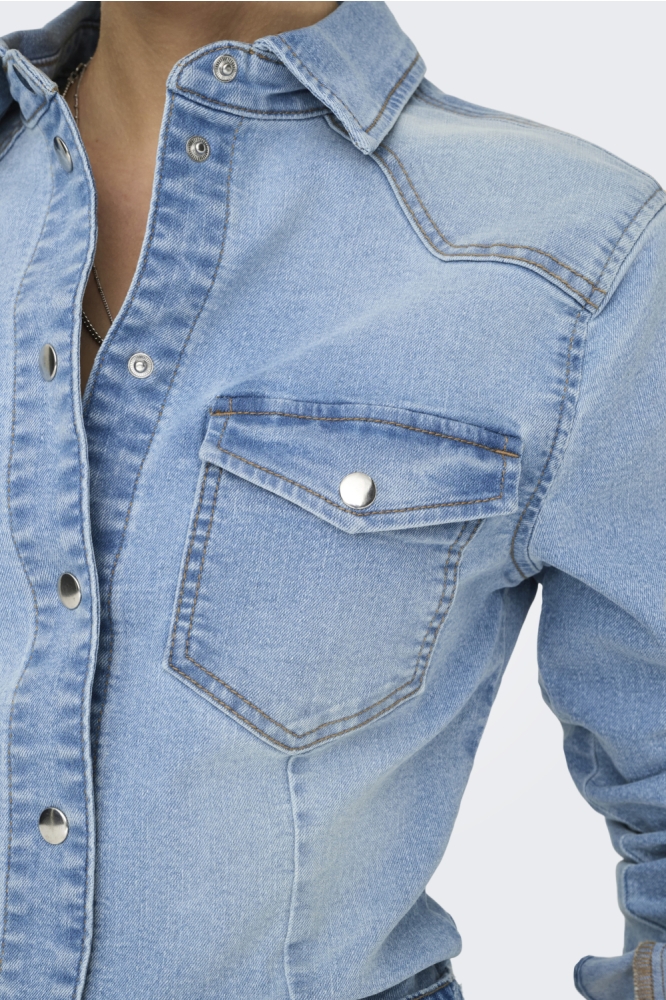 Jacqueline de Yong blauwe dames blouse | Close up