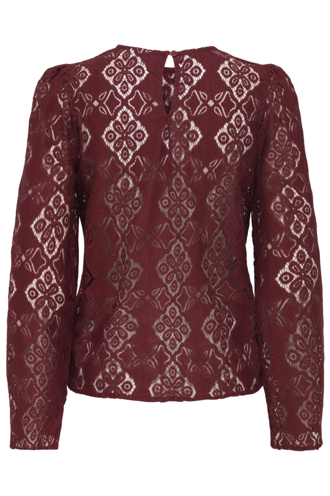 Jacqueline de Yong bordeaux dames blouse | Achteraanzicht