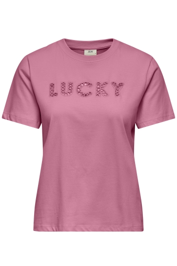 Jacqueline de Yong T-shirt JDYSELMA S/S OPEN EMB TOP JRS 15356356 CASHMERE ROSE/LUCKY EMB