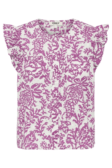 Only Blouse ONLAMANDA CHANEE CAP EMB TOP WVN 15350007 CLOUD DANCER/W SPRING CROCUS