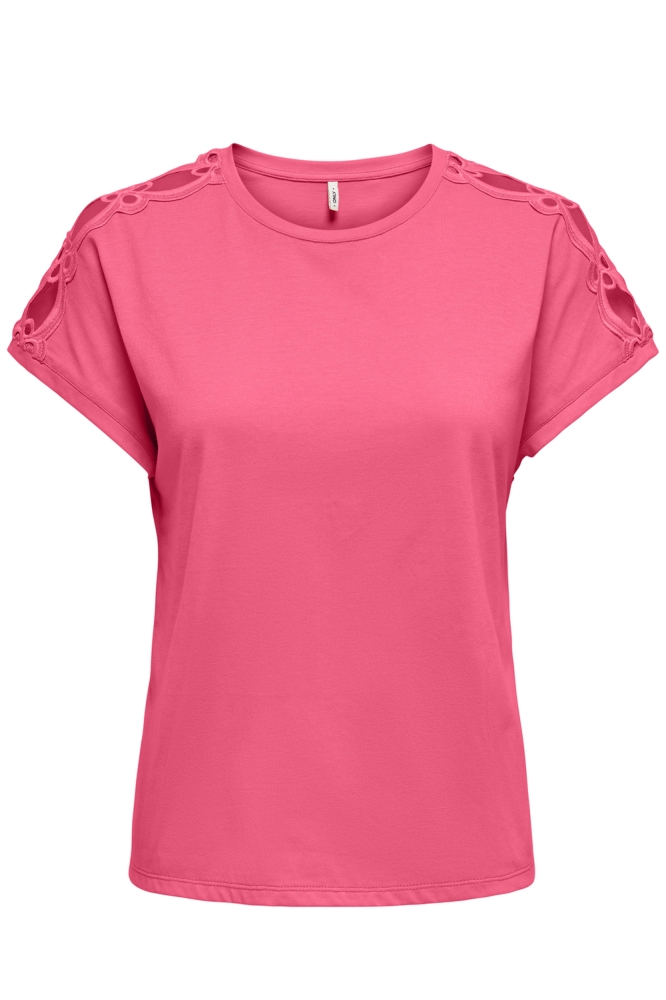 Only roze dames t-shirt | Vooraanzicht