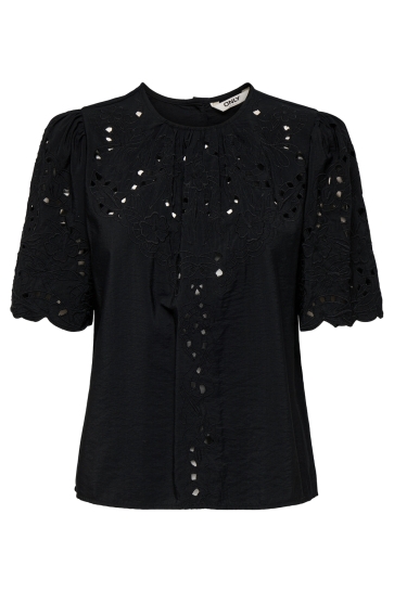 Only Blouse ONLNYNNE SS EMB TOP WVN 15348671 BLACK