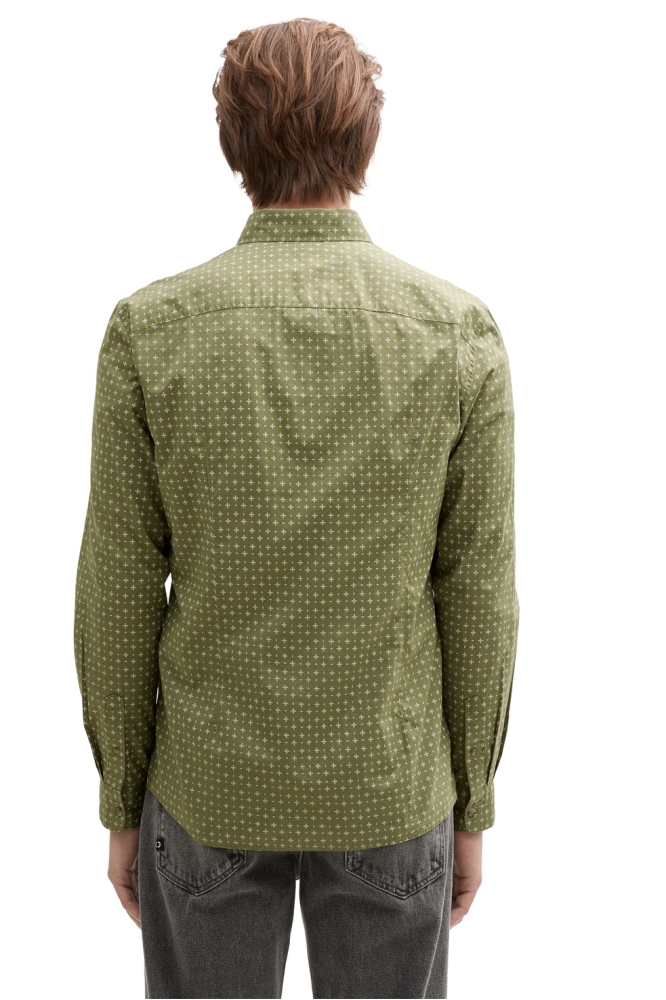 Tom Tailor groene heren overhemd | Model achteraanzicht