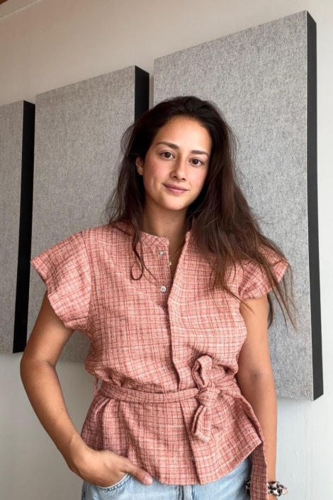 Vero Moda oranje dames gilet | Model vooraanzicht