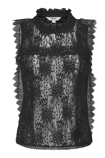 Only Top ONLGILLIAN S/L O-NECK LACE TOP OX W 15363711 BLACK