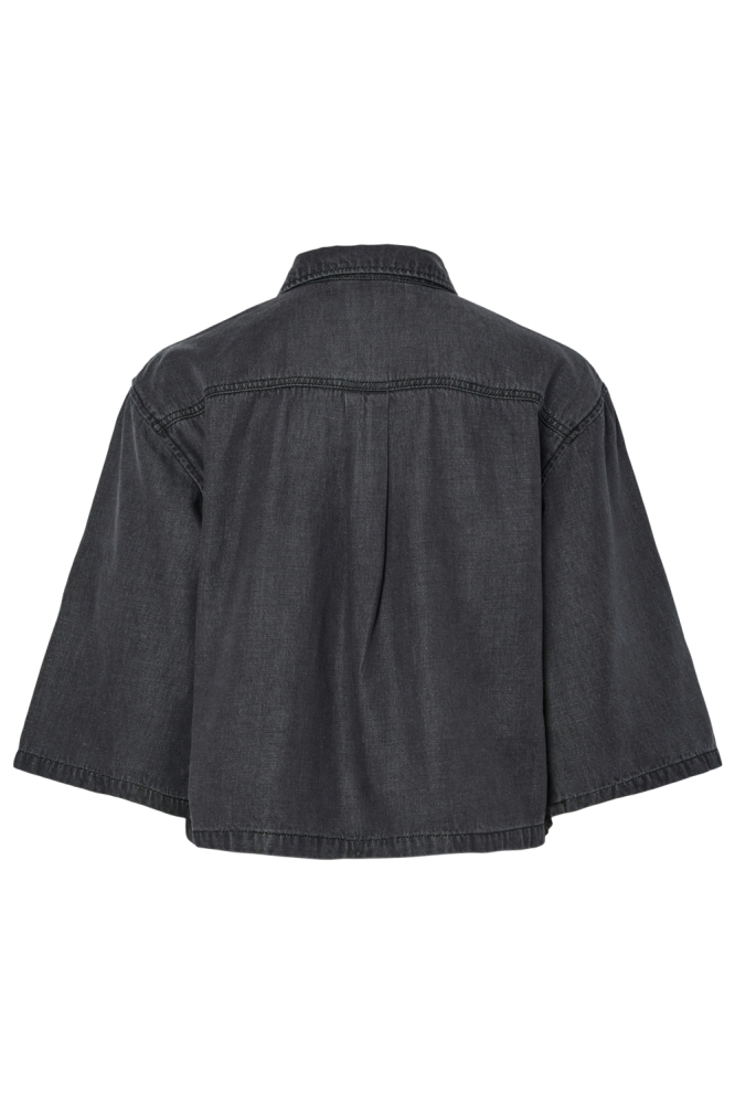 Pieces grijze dames blouse | Achteraanzicht