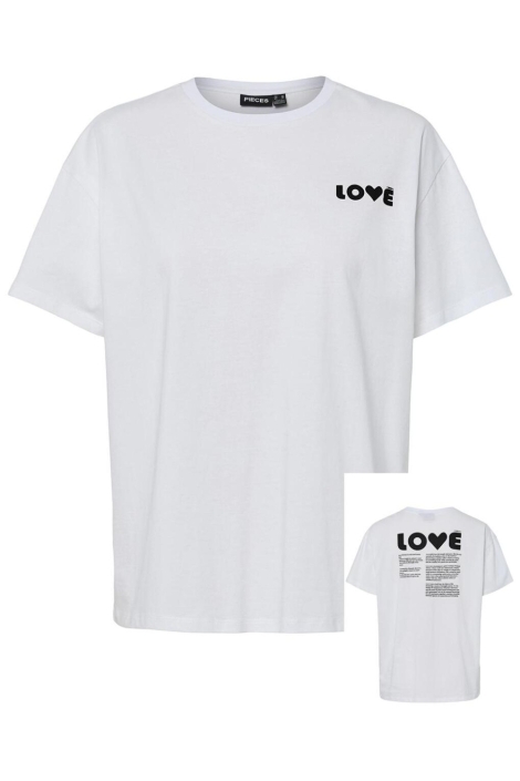 Pieces witte dames t-shirt | Vooraanzicht