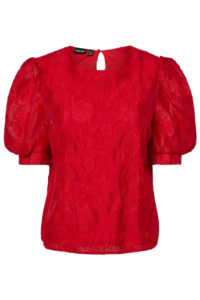 Pieces rode dames blouse | Vooraanzicht