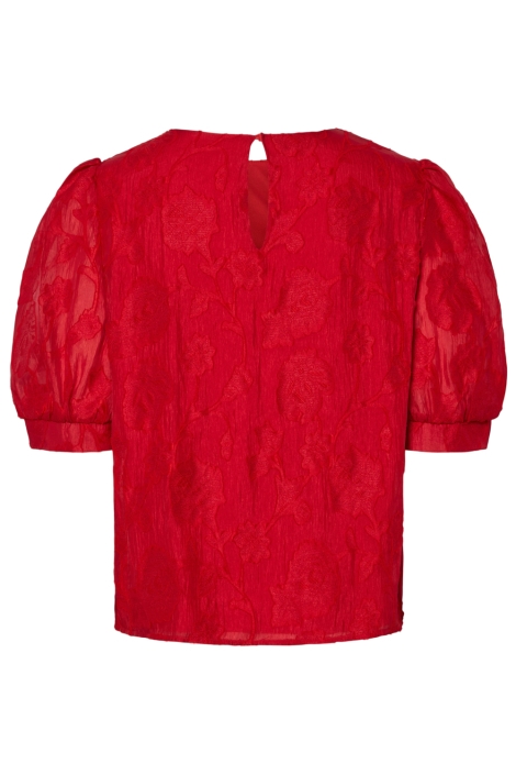 Pieces rode dames blouse | Achteraanzicht