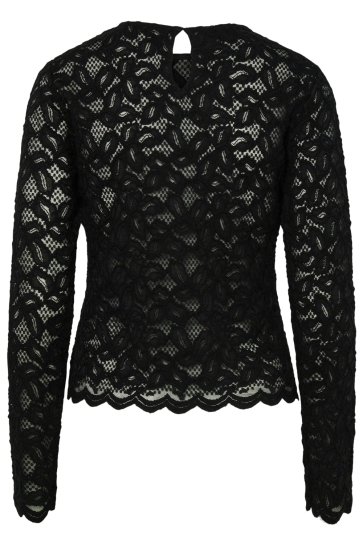 Pieces T-shirt PCJOHANNE LS LACE TOP WVN 17159611 BLACK