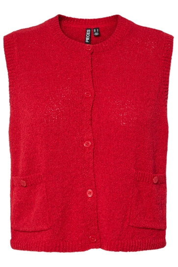 Pieces Vest PCJESSIE SL O-NECK KNIT VEST BC 17159480 GOJI BERRY
