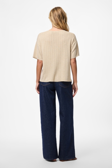Pieces beige dames t-shirt | Model