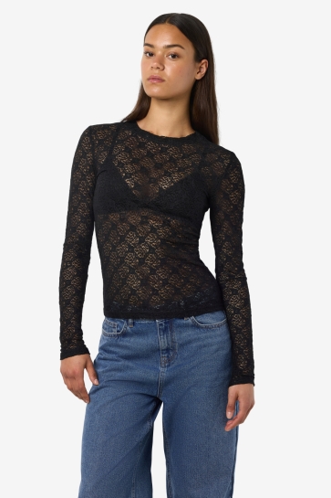 Noisy may T-shirt NMJUDITH L/S LACE TOP NOOS 27034819 Black