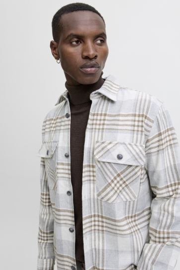 Jack & Jones JPRRAYLE MELANGE CHECK L/S OVERSHIR 12286804 ERMINE