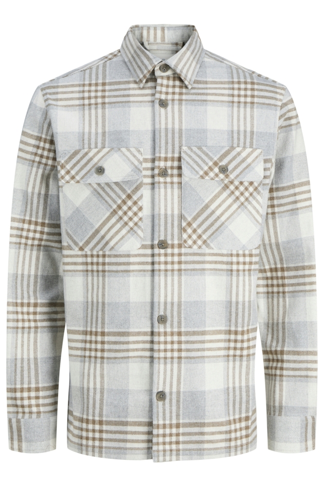Jack & Jones beige heren overhemd | Vooraanzicht