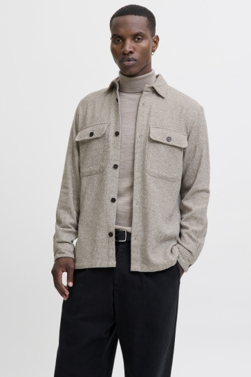 Jack & Jones JPRRAYLE MELANGE SOLID L/S OVERSHIRT 12286840 Ermine