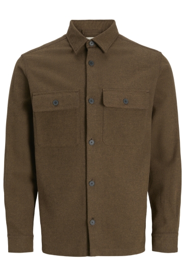 Jack & Jones Overhemd JPRRAYLE MELANGE SOLID L/S OVERSHIRT 12286840 Malt Ball
