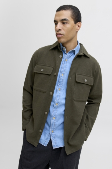 Jack & Jones JPRRAYLE MELANGE SOLID L/S OVERSHIRT 12286840 Peat