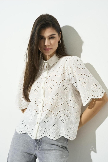 Only Blouse ONLVALAIS S/S SHIRT WVN 15351106 CLOUD DANCER