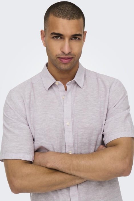 Only & Sons paarse heren overhemd | Model vooraanzicht