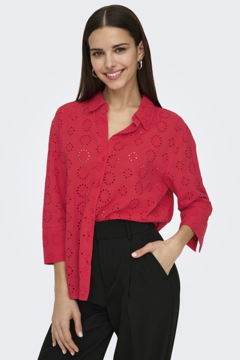 Jacqueline de Yong rode dames blouse | Model vooraanzicht