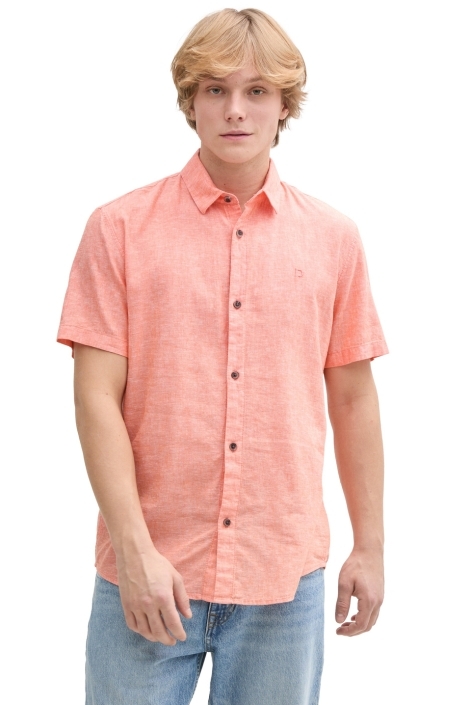 Tom Tailor oranje heren overhemd | Model vooraanzicht