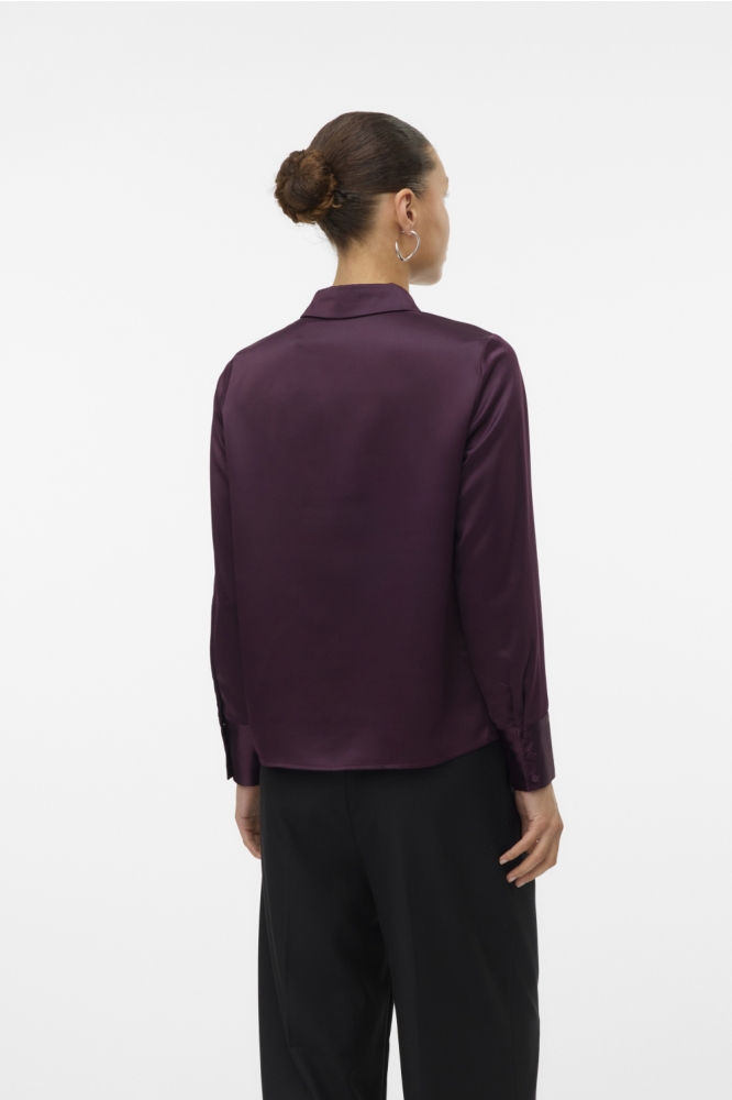 Vero Moda bordeaux dames blouse | Model achteraanzicht
