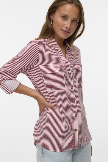 Vero Moda VMBUMPY L/S SHIRT NEW WVN GA NOOS 10275283 KARANDA RED